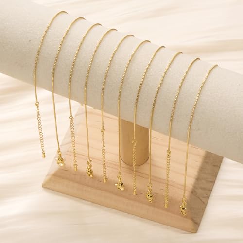 10PCS 18 Inches Adjustable 18K Gold Plated Necklaces Bulk Small Box Necklace Chain for Women - color: Gold Box