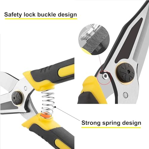 TOOLMAK Aviation Tin Snips Heavy Duty Shears Straight Metal Cutter with Comfort Grip and Stainless Steel Blades Multifunction Cutting of Cable Wires,Thin Iron,Cardboard, 9 Inch - size: 9 Inch Straight Cut