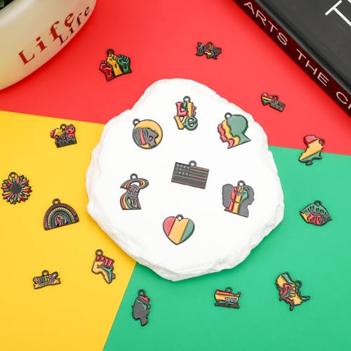 MARFOREVER Juneteenth Charms, 40Pcs/20 Pairs African Juneteenth Freedom Day Charms for Jewelry Making, Celebrate Black Freedom Charm Pendants for Bracelet Necklace Earrings Making Accessories - style: Juneteenth