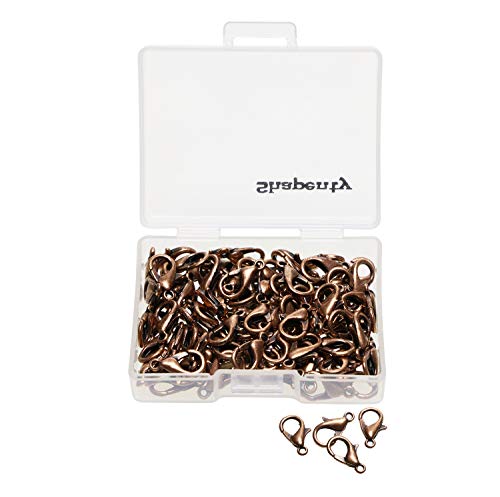 Shapenty Small Metal Alloy Lobster Claw Clasps Clip DIY Necklace Jewelry Finding Making Accessories Fastener Hook, 12mmx6mm, 100PCS (Cooper) - color: Cooper