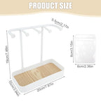 WCHOSOZH Jewelry Organizer Stand, Necklace Holder with Wooden Tray 5 Storage Hooks, Earring Holder with 5 Pcs Jewelry Bags for Bracelet,Chains,Rings,Earrings,Keys Watches,Necklaces (White) - color: White