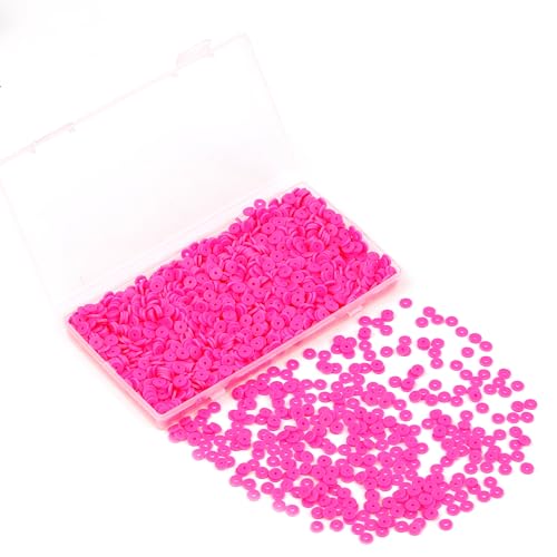 2000Pcs White Clay Beads Polymer Clay Spacer Beads Flat Beads 6mm Round Heishi Vinyl Beads for DIY Craft Gift Adults Bracelets Necklace Jewelry Making Earring Accessories (Rose) - color: Rose