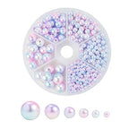 Ipotkitt 665Pcs/box Round Rainbow ABS Plastic Imitation Pearl Beads Gradient Mermaid Pearl Beads for DIY Jewelry Making Accessories - 3x2.5mm - color: 665pcs - Sky Blue Round