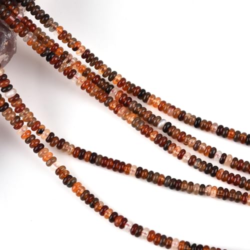 160pcs 4x2mm Natural Banded Brown Agate Disk Rondelle Spacer Stone Semi Precious Gemstone Loose Beads for Jewelry Making 15 Inch - color: Banded Brown Agate