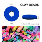MIIIM 3600 PCS 10 Strands Polymer Clay Beads for Jewelry Making, Vinyl Heishi Beads 6mm for Surfer Bracelets Necklace Making (Royal Blue) - color: XB02-Royal Blue