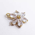 Crystal Zirconia Gold Plated Brass Charms for Jewelry Making Bracelet Necklace Earring Pendant Craft Supplies DIY Accessories - color: FlowerA-Mix-6Pcs