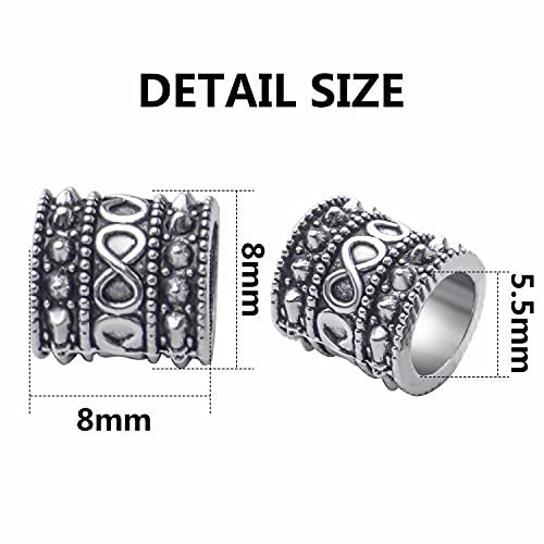BronaGrand 60pcs Antique Silver Rondelle Spacer Beads, Tibetan Alloy, 8mm Diameter x 8mm Thickness x 5.5mm Hole, Loose Beads for Jewelry DIY Bracelet Necklace Making and Crafting - color: Silver9