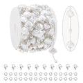 KYUNHOO 16.4 Feet Silver Chains for Jewelry Making Artificial Pearl Bead Chain on Spool with Lobster Clasps and Jump Rings - color: Shell Silver