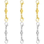 Magnetic Necklace Clasps and Closures, S925 Sterling Silver Magnetic Clasp Converter, Double Lobster Clasp Design (6pcs Gold Silver) - color: 6pcs gold silver