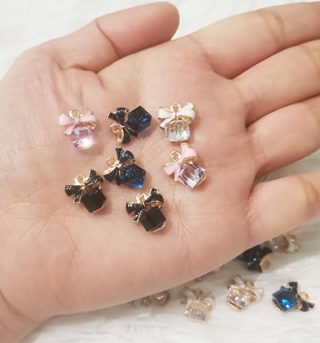 16-Pcs Crystal Jewelry Making Charms Silver Pendant Charm For Women Making Jewelry Crafts Rhinestone Charms - color: Ribbon