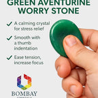 Green Aventurine Worry Stone – Genuine Polished Palm & Thumb Stone for Luck, Heart Chakra & Travel Mindfulness Gift - color: Green Aventurine