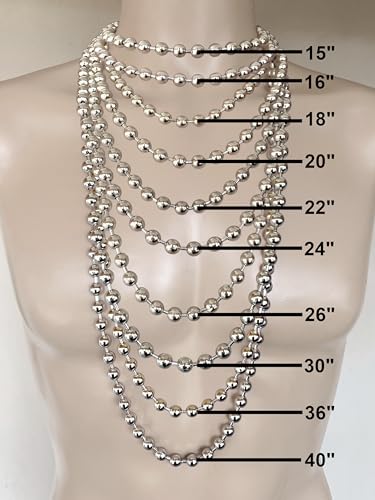 DragonWeave Jewelry 9.5mm Extra Large Silver Steel Ball Chain Mens Necklace Extra Durable Color Protect Finish ANY LENGTH