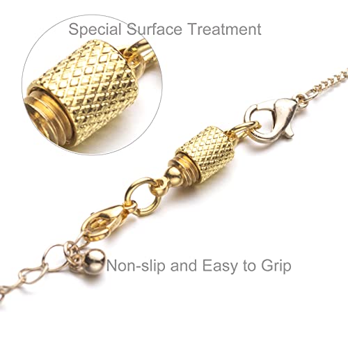 Zpsolution Screw-in Locking Magnetic Jewelry Clasps for Necklaces 6mm Light and Small Keep The Clasp in Back - color: Silver / Gold