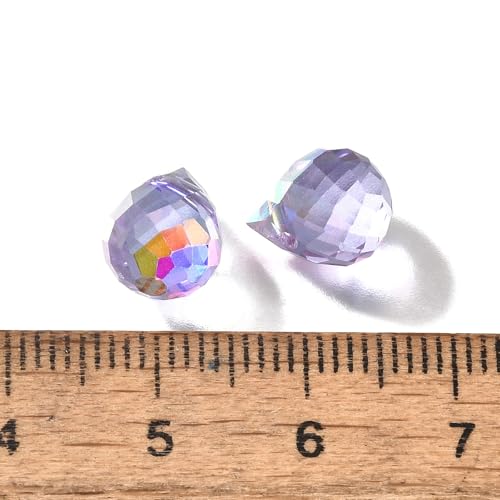 100pcs Lilac Glass Teardrop Beads Charms Water Drop Faceted AB Color Plated Beads Top Drilled Sparkly Prisms Chandelier Dangle Charms for DIY Earrings Necklace Bracelet Jewelry Craft 10.5x8mm - color: Lilac