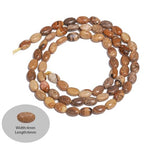 70pcs Natural Yellow Picture Stone Beads，4x6mm Egg Shape Loose Gemstone Beads for Jewelry Making Design Earring Necklace - color: picture stone