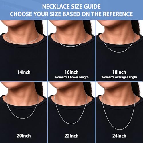 Jewlpire 18k Gold Plated 925 Sterling Silver Chain Necklace for Women, 1.3mm Thin & Dainty & Sturdy Cable Chain Necklace Women's Chain Necklaces 14/16/17/18/20/22/24 Inch - color: 925 Sterling Silver, size: 22 Inch