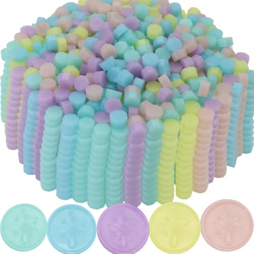 250Pcs Jelly Color Mix Sealing Wax Beads for WaxSeal Stamp, WaxSeal Beads Set with 5 Colors Perfect for Gift Sealing, Letter Wax Sealing (250, Jelly Color Mix) - color: Jelly Color Mix