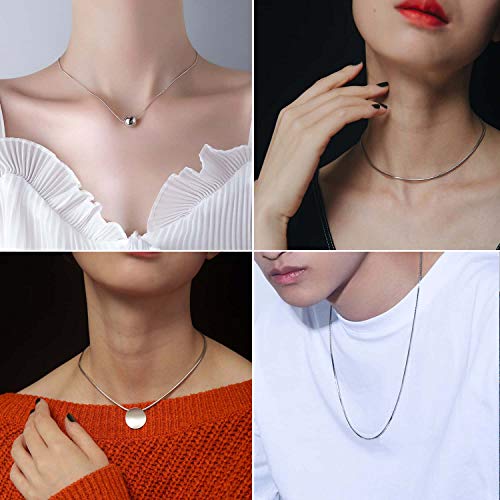 PAXCOO 30 Pack Bulk Necklace Chain Silver Plated Necklace Snake Chains for Jewelry Making, 1.2 mm (20 Inches) - size: 20 Inches
