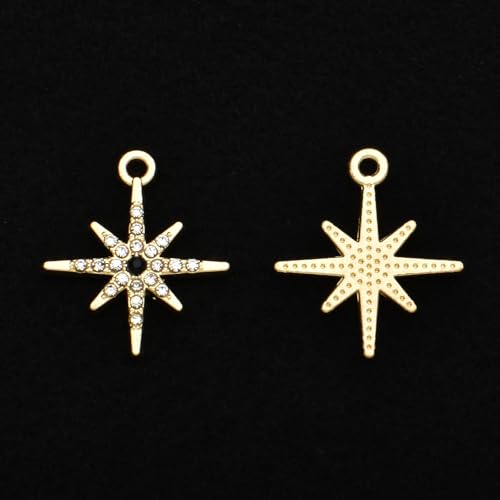 Pack of 20 Rhinestone Charms Gold Plated Pendants Pave Crystal Accessories for Necklace Bracelet Jewelry Making DIY Crafting - color: (Star)VID61602