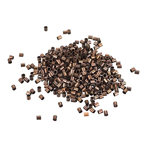 uxcell 1000Pcs Crimp Tube Beads, 2x2mm Brass Tube Crimp End Spacer Beads Tiny Stoppers for Bracelet Jewelry Making DIY, Copper - color: Copper, size: 2x2mm