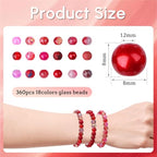 DUQGUHO 8mm Red Beads for Jewelry Making Red Glass Beads for Bracelets Crystal Glass Round Beads Bulk Bead Bracelet Kit 360PCS - color: 8-Red