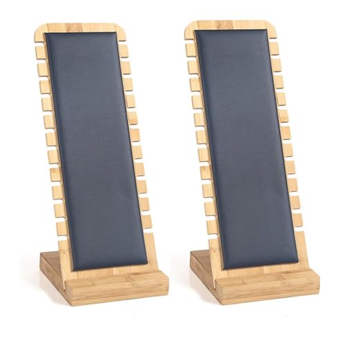 TANG SONG 2PCS Natural Color Bamboo Leather Soft Mat Multiple Necklace Display Stand Necklace Bracelets Chains Organizer Holder for Home (Black) - color: Natural-Black, size: 2PCS