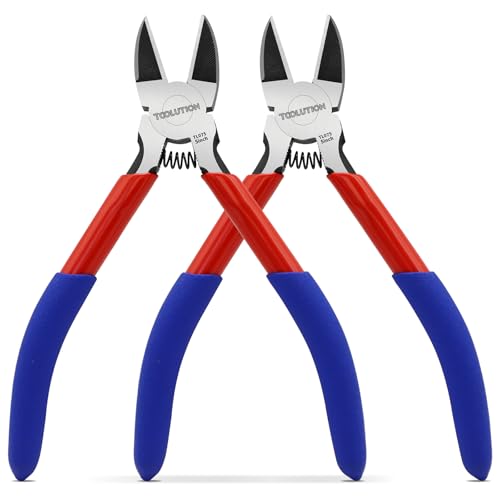 5" Small Wire Cutters - 2 Pack Side Cutter for Crafting Diagonal Cutting Pliers - Spring Loaded Wire Snips Dikes Clippers - Flush Cutters for Jewelry Making Artificial Flowers - size: 2 Pack