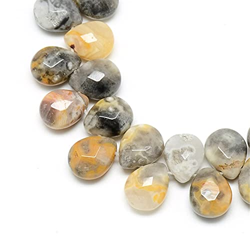 Craftdady 27pcs Faceted Teardrop Natural Crazy Agate Beads Top Drilled Energy Healing Crystal Gemstone Loose Beads Polished Chakra Stone Loose Beads 12x9-10mm for DIY Jewelry Crafts - color: Crazy Agate, 12x9-10mm