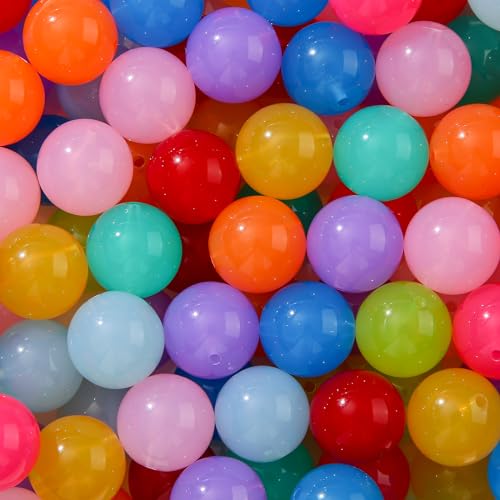 20mm Acrylic Beads 100pcs Color Round Bead Chunky Bubblegum Beads for DIY Jewelry Making (Color) - color: color