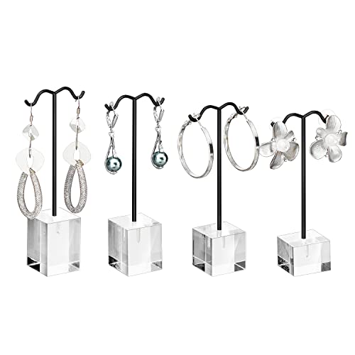 MOOCA Enhance Your Jewelry Presentation with the 4 Pcs Set Acrylic Earring Display Stand - Perfect Showcase for Earrings, Countertop T Stand, and Stylish Jewelry Display, Black Color - color: Black
