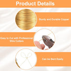 HARFINGTON Wire 203ft Length 24 Gauge Copper Craft Jewelry Wrapping Wire Tarnish Resistant Beading for Jewelry Making Supplies Crafting, Bright Gold - color: Bright Gold