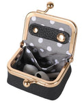 COOLYOUTH Leather Mini Jewelry Box Travel Jewelry Case Portable Small Coin Purse with Kiss Lock (Black) - color: Small-Black