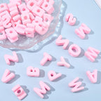 52Pcs A to Z Alphabet Shaped Beads Large Pink Letter Beads with Large Hole Acrylic Opaque 26 Capital Letters Initial Alphabet Bubble Loose Spacer for Keychains Bag Charm Phone Chains Jewelry - style: Style 6
