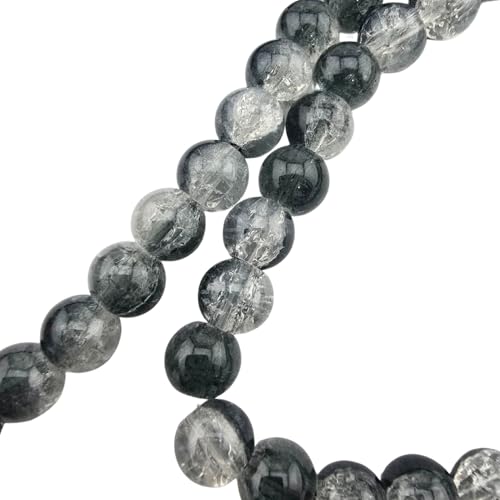 DandS ltd Crackle Lampwork Glass Beads for Jewelry Making, Black & White, Vibrant DIY Bracelets, Necklaces, Beading Supplies & Craft Kits for Handmade Jewelry, 80pcs 0.39 inch (10mm), #J260-10 - color: Black & White