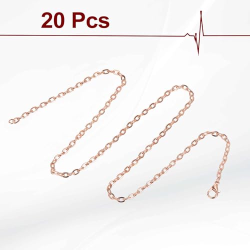HARFINGTON 20 Pack 18 Inch Necklace Chains Bulk 3.2mm Rose Gold Plated Cable Chains with Lobster Clasps for Jewelry Making - color: Rose Gold, size: 18 Inch x 3.2mm