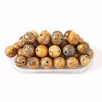 100Pcs Natural Stone 6mm Brown Picture Round Loose Gemstone Energy Healing Beads Hole Size 1mm DIY Smooth Beads for Bracelet Necklace Earrings Jewelry Making - color: Brown Picture, size: 6mm