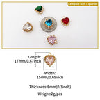 Crystal Zirconia Gold Plated Brass Charms for Jewelry Making Bracelet Necklace Earring Pendant Craft Supplies DIY Accessories - color: HeartA-Pink-5Pcs