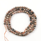 Song Xi 90pcs 4mm Natural Black Stripe Rhodochrosite Gemstone Beads Faceted Round Loose Stone Beads for Jewelry Making (1 Strand) - color: Black Stripe Rhodochrosite, size: 3.7-4.2mm