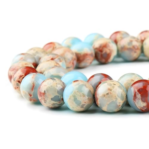 HAAMIIQII 6mm Blue Imperial Jasper Beads Round Gemstone Loose Beads for Jewelry Making 2 Strands (120-130pcs) - color: Blue Imperial Jasper, size: 6mm (120-130pcs)