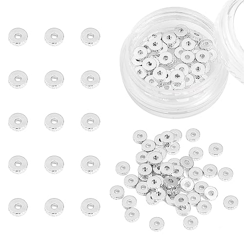 BEADIA Silver Plated Disk Spacer Beads 4x1.2mm 50pcs for Jewelry Making Findings Non Tarnish - color: Silver, size: 4x1.2mm Disk