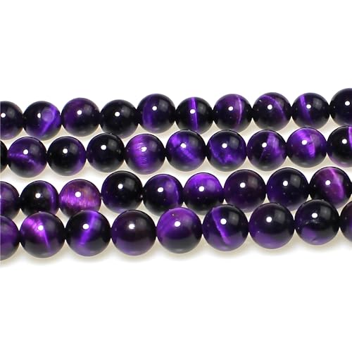 MJDCB Stone Beads 4mm 85pcs Round Purple Tiger's Eye Loose Gemstone Bead Charms for Jewelry Making Bracelet Necklace Earring Pendant - color: Purple Tiger's Eye, size: 4mm