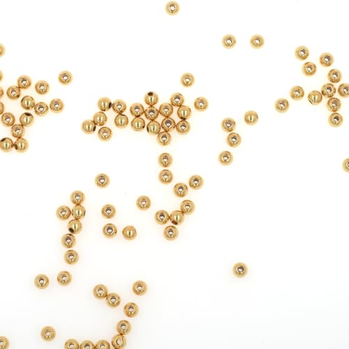 350 Pcs Mix 18K Gold Filled Spacer Beads,2mm 3mm 4mm 5mm that Do Not Fade Easily Smooth Round Beads Seamless Ball Beads, Gold Beads for DIY Necklace Bracelet Jewelry Making - size: Mix-2/3/4/5mm