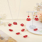 1 Box 10PCS Red Crab Glass Enamel Beads with Hole Summer Ocean Theme Marine Life Hawaii Beach Cute Sea Animal Transparent Charms Loose Spacer Bead for Jewelry Making Bracelets DIY Crafts - color: Dark Red, size: 10pcs