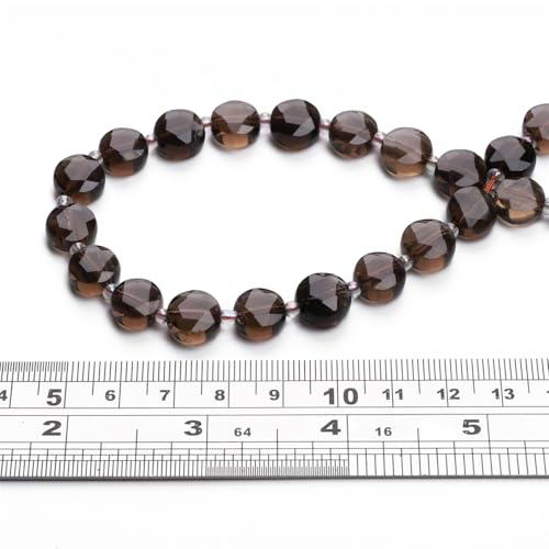 BEADIA Natural Faceted Smoky Quartz Rondelle Disk Stone Beads 10x5mm 37cm for DIY Chain Jewelry Making - color: Smoky Quartz