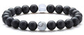 Hamoery Men Women 8mm Tiger Eye Stone Beads Bracelet Elastic Natural Stone Yoga Bracelet Bangle - color: Black Matte Agate-21003