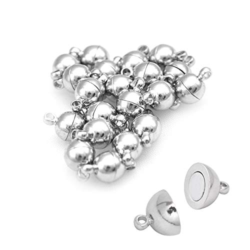20 Pack Dia.6mm Magnetic Clasps Round Balls Leather Bracelet Necklace Paracord Fashion Jewelry DIY Leathercraft Accessories #FLQ246-6S Copper Silver-Plated - color: Dia.6mm