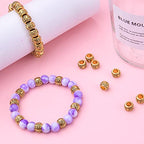 BronaGrand 100pcs Antique Gold Large Hole Spacer Beads Tibetan Alloy Column Barrel Beads with Nice Patterns Loose Charm Beads for European Charm Snake Chain Bracelet Jewelry Making - color: Gold