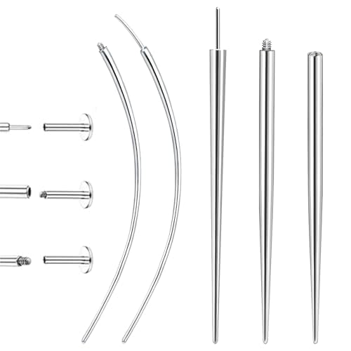 Piercing Taper Insertion Tool for Changing Jewelry – 16G Stainless Steel Piercing Ball Grabber Tool Sets with Curved Threader Tools & Threadless Insertion Pin for Ear Nose Lip Body - color: 16G(1.2mm)
