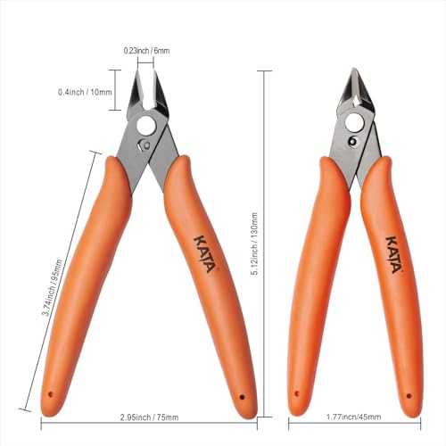 KATA 5-Pack Micro Wire Cutters, Precision Electronics Flush Cutter and Side Cutting pliers, Clean Cut for Model, Jewelry, Model Kits - color: 5 Pack