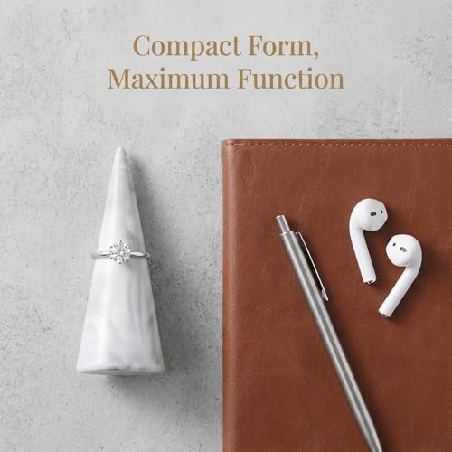 Marble Ring Stand for Nightstand Table Cute Jewelry Holder for Men Wedding Ring Display Stand for Kitchen Dish for Bathroom Sink Single Cone Tower Shape Mens Decorative Jewelry Holders